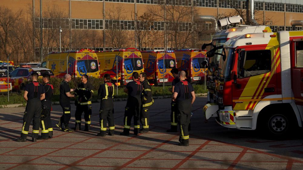 Madrid.  03.02.19. Preparativos para aterrizaje de emergencia en el aeropuerto de Barajas. FOTO: JOSÉ LUIS ROCA