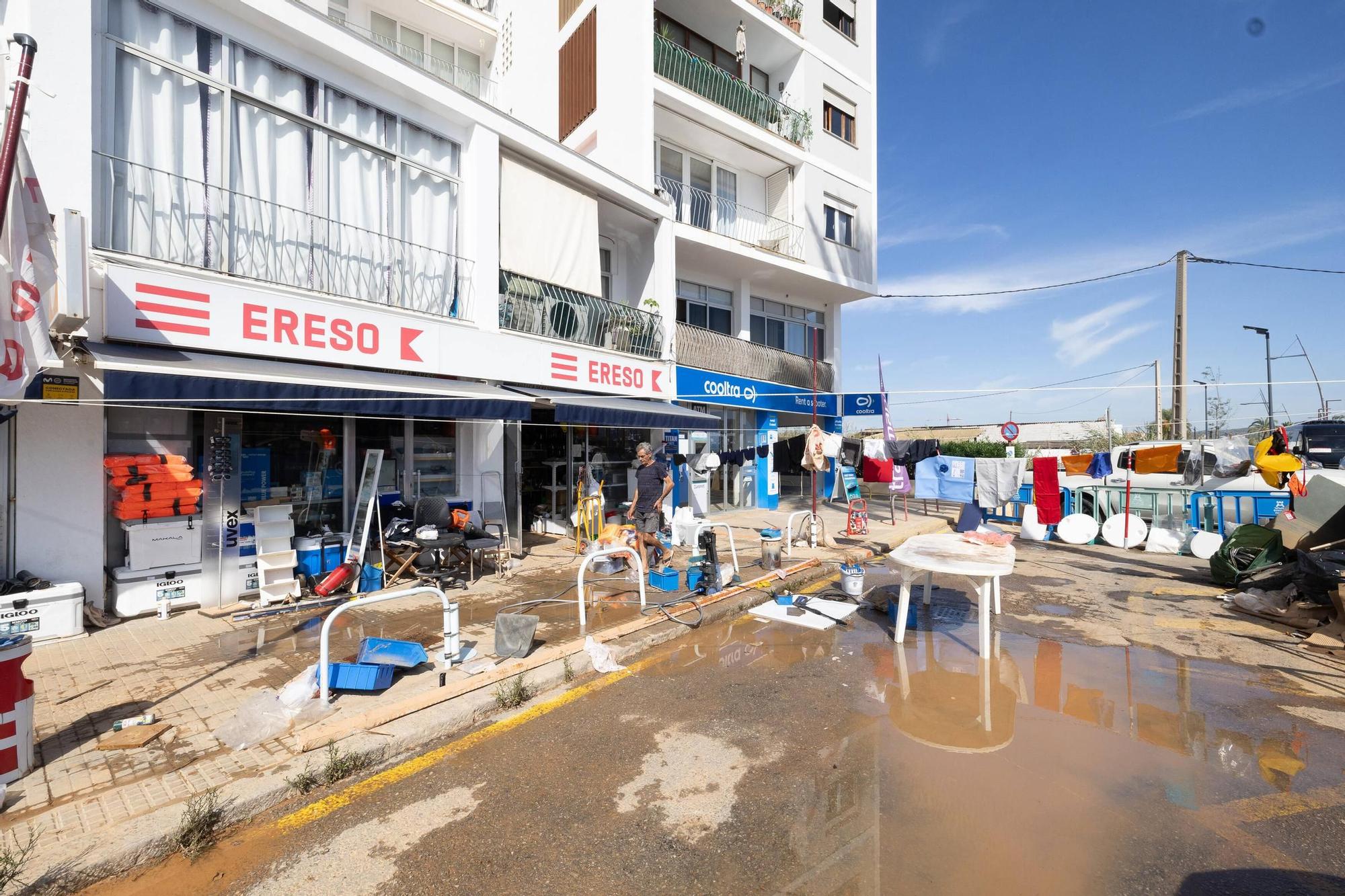 Así siguen los negocios afectados por la dana en Ibiza.