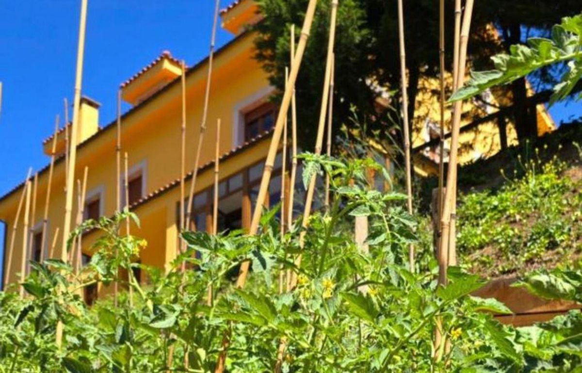 La huerta delante del hotel restaurado por la familia.