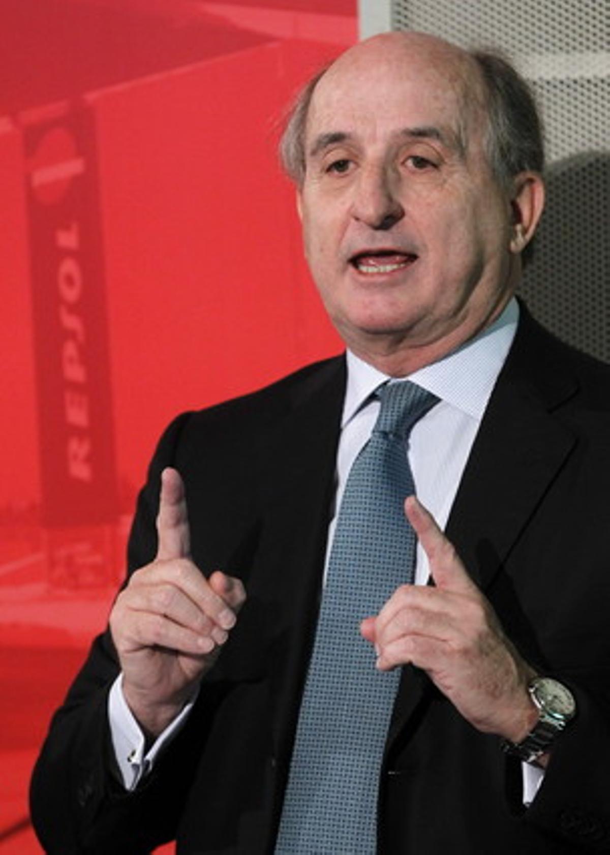 El president de Repsol, Antoni Brufau, a la roda de premsa avui, a Madrid. El president de Repsol, Antoni Brufau, a la roda de premsa avui, a Madrid.