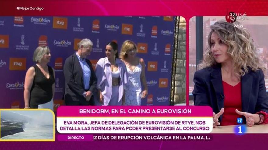 Eva Mora en su visita a ’Mejor contigo’ para hablar de las bases del ’Benidorm Fest 2022’, la preselección de España para Eurovisión 2022.