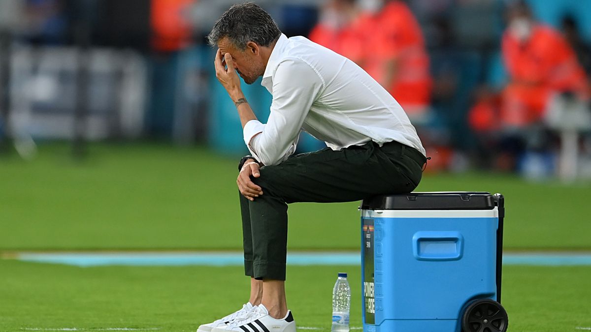 Luis Enrique, durante el partido España- Suecia