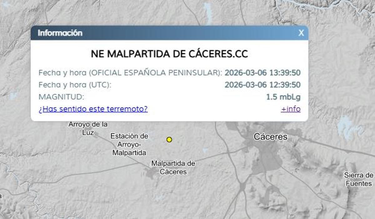 Imagen de la ubicación del temblor.