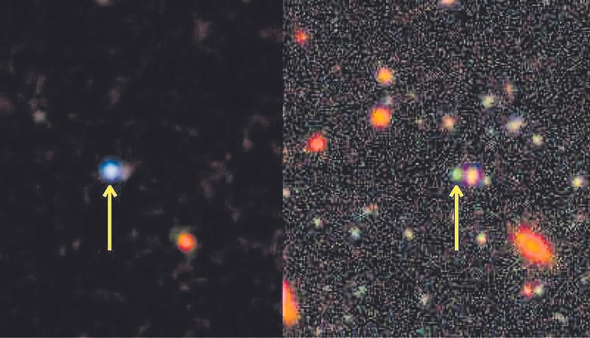 El agujero negro en imágenes del Sloan Digital Sky Survey (izquierda) y del Subaru/HSC (derecha).