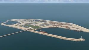 Captura del vídeo sobre el proyecto del Gobierno de Israel de una isla artificial frente a la costa de Gaza.