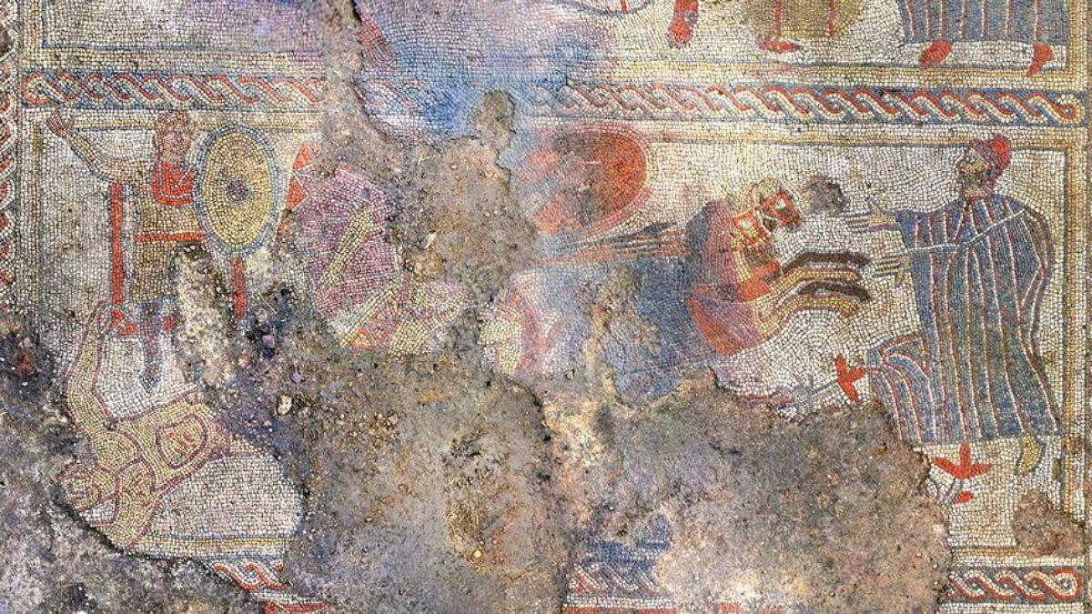 El mosaico romano representa parte de la historia narrada en la Ilíada de Homero, concretamente la legendaria batalla entre Aquiles y el príncipe troyano Héctor. 