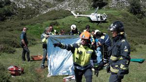 Diez heridos al despeñarse un autobús en la subida a los Lagos de Covadonga