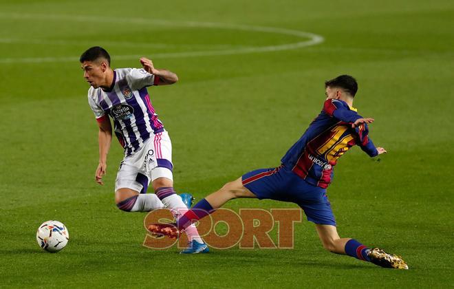 Pedri en el partido de LaLiga entre el FC Barcelona y el Valladolid disputado en el Camp Nou.