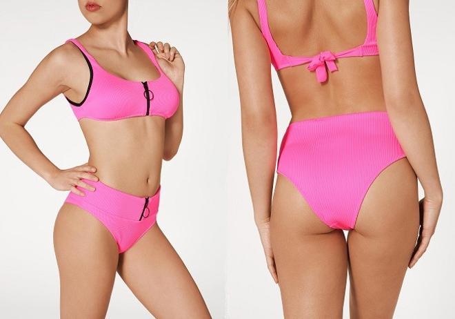 El bikini de Calzedonia con detalle de cremallera en contraste y braguita alta