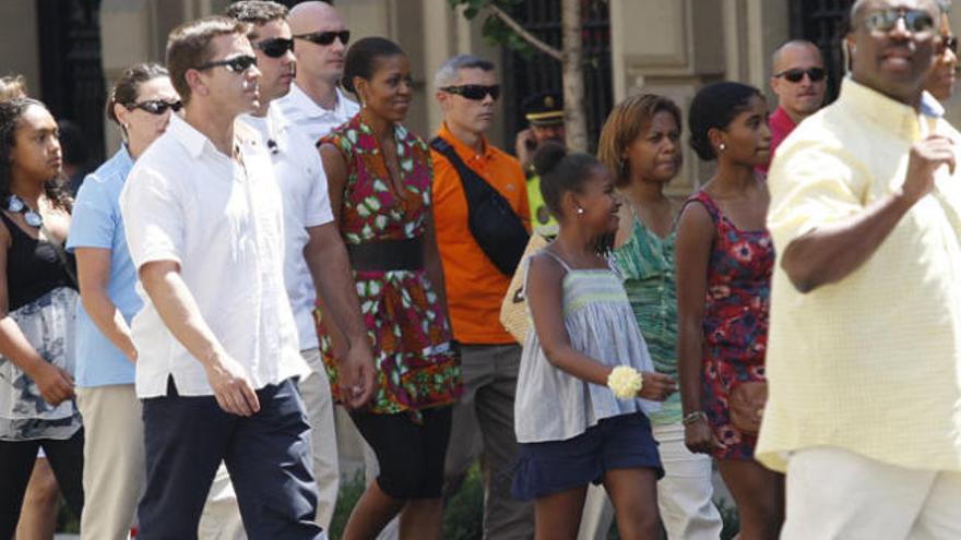 Michelle Obama y su séquito en Granada.