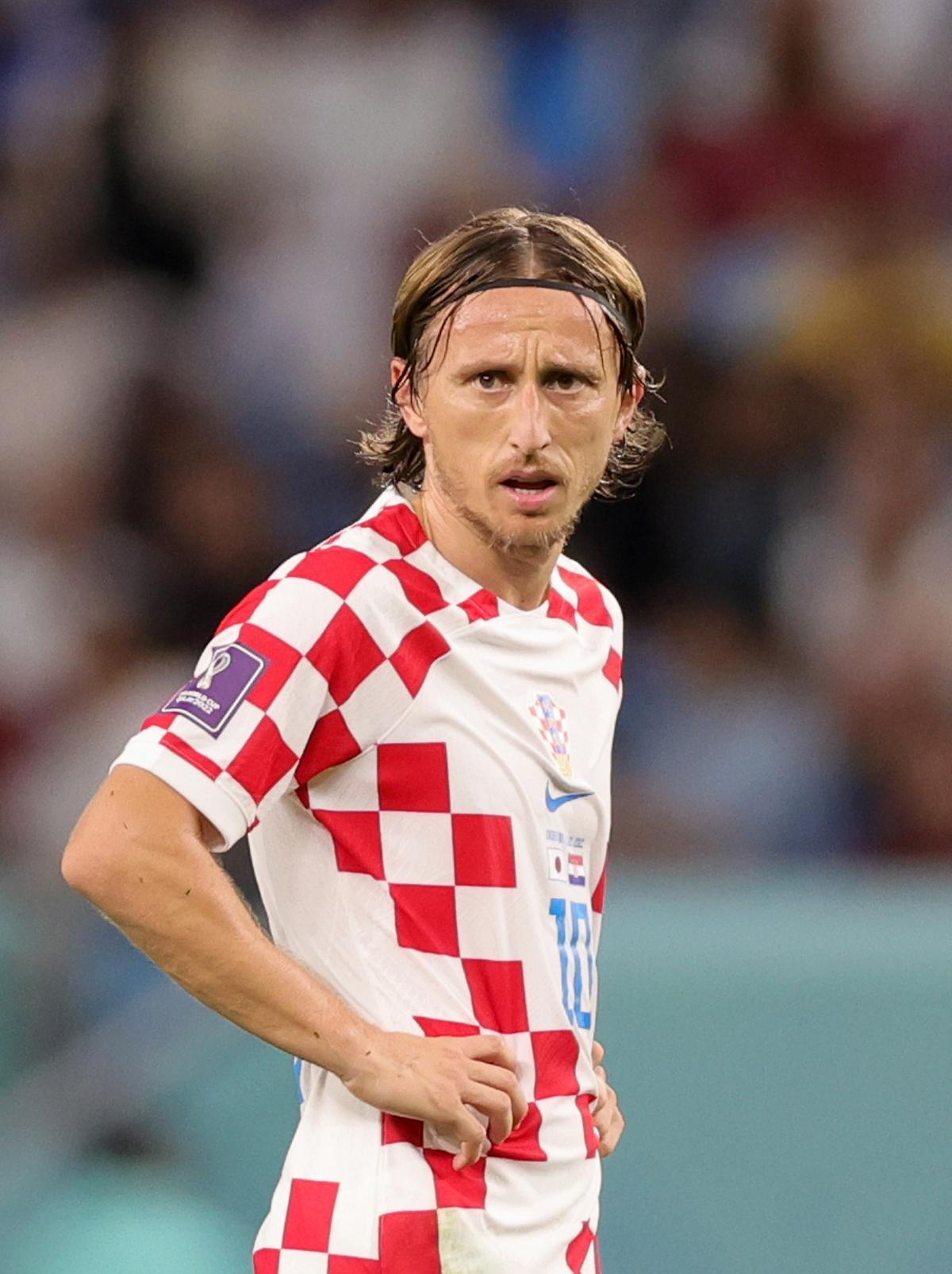 Al Wakrah (Qatar), 05/12/2022.- Luka Modric of Croatia reacts during the FIFA World Cup 2022 round of 16 soccer match between Japan and Croatia at Al Janoub Stadium in Al Wakrah, Qatar, 05 December 2022. (Mundial de Fútbol, Croacia, Japón, Catar) EFE/EPA/Abir Sultan