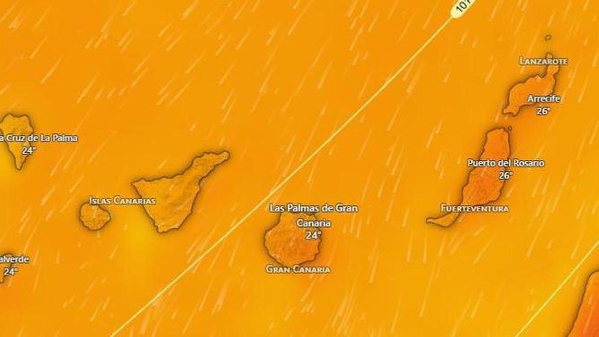 Mapa del tiempo en Canarias hoy.