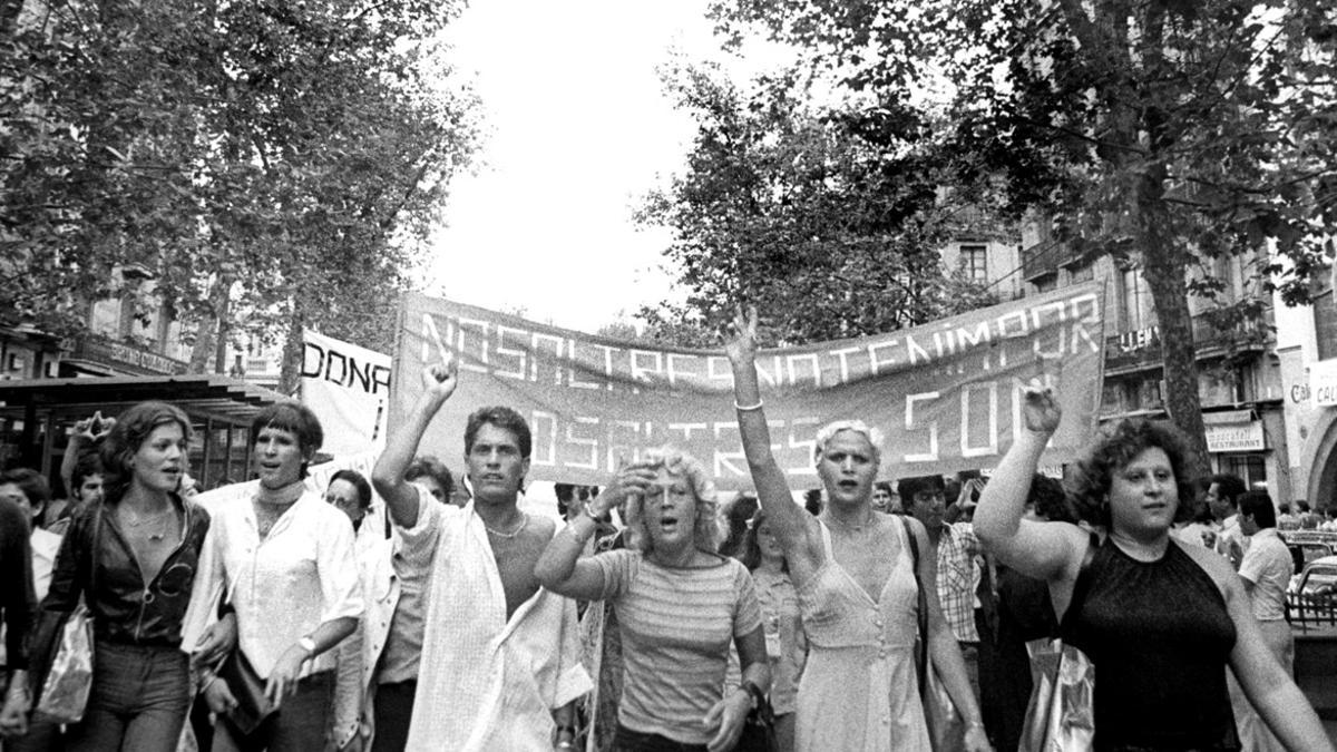 Primera manifestación en Catalunya por los derechos homosexuales, el 26 de junio de 1977