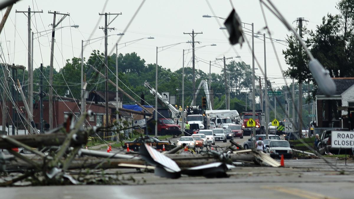 Destrucción causada por los tornados en Ohio en 2019.