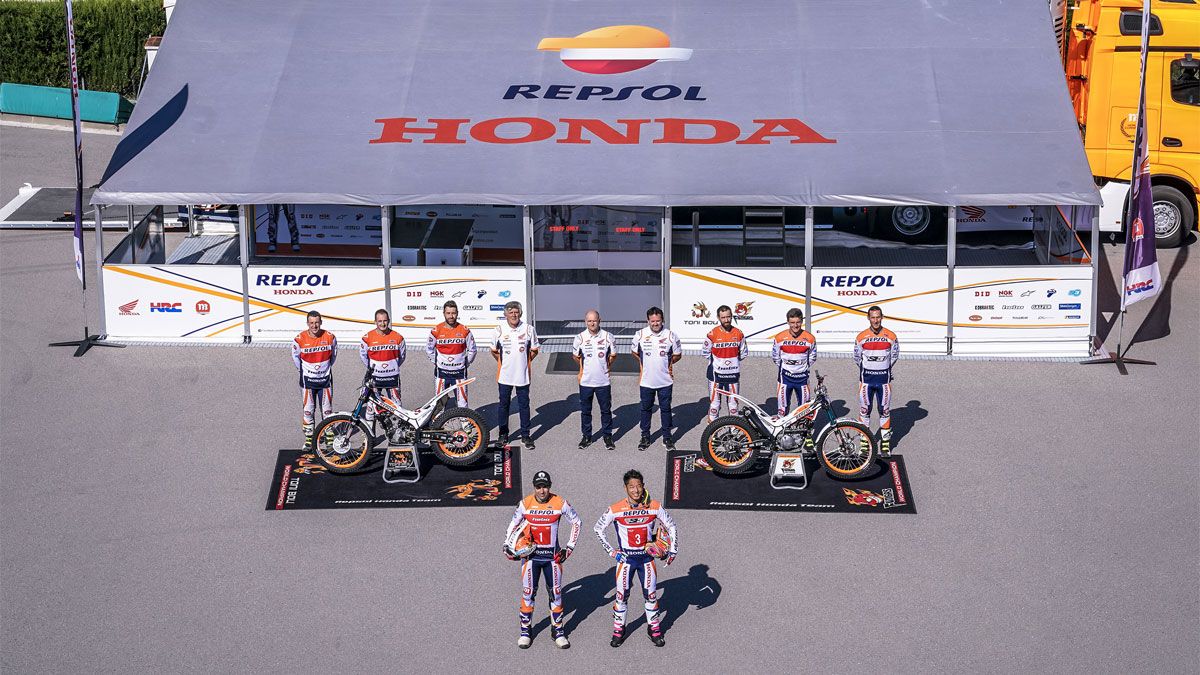 El equipo Repsol Honda de trial, al completo