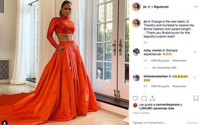 Jennifer Lopez, anaranjada para los CFDA