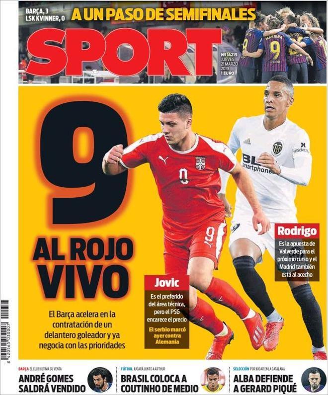 Portada de Sport del 21 de marzo