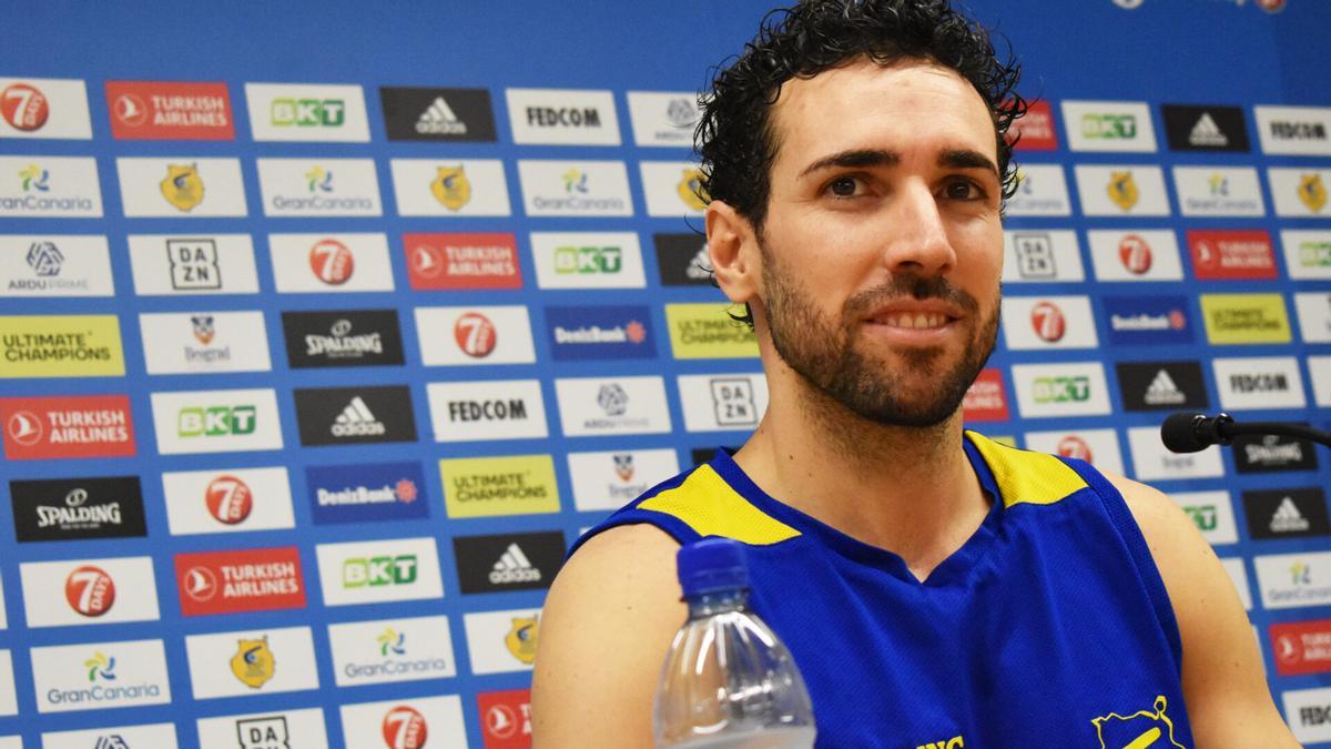 Ferran Bassas en la sala de prensa del Arena esta mañana