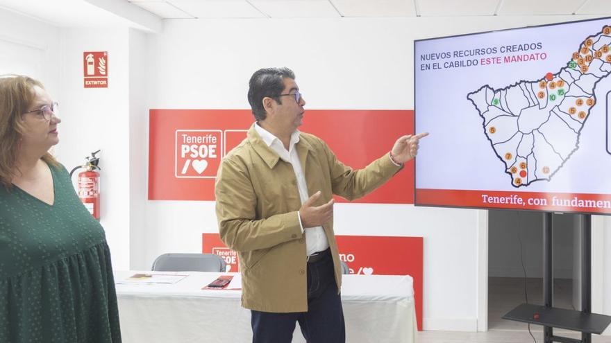 Pedro Martín, presidente del Cabildo de Tenerife, junto a la consejera de Acción Social, Marián Franquet.