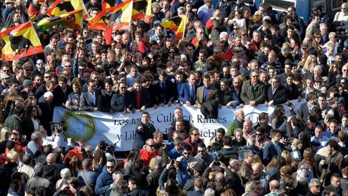 Manifestación a favor de los toros en Valencia