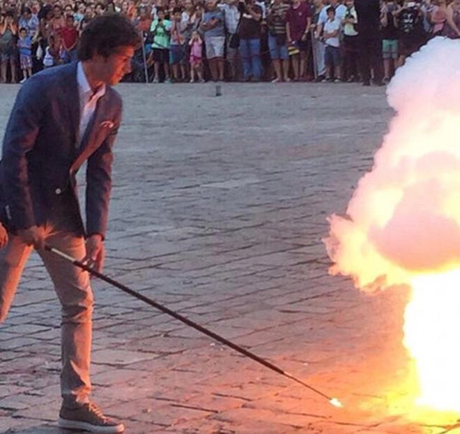 Sergi Roberto, en la tronada de las fiestas de Reus