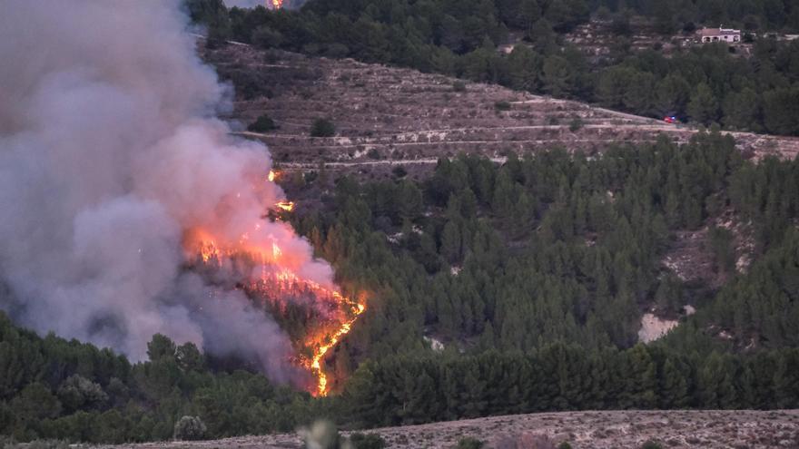 Incendio forestal declarado en la Serra Ferrer, entre los municipios de Tàrbena y Xaló