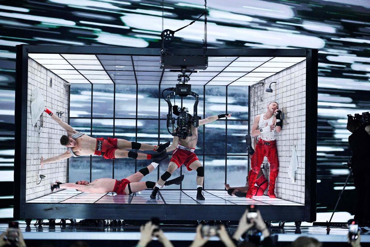 Primer ensayo de la primera semifinal de la 68ª edición del Festival de la Canción de Eurovisión.  En la imagen Olly Alexander