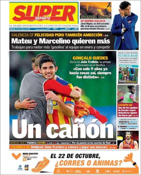 Portadas deportivas del martes 17 de octubre