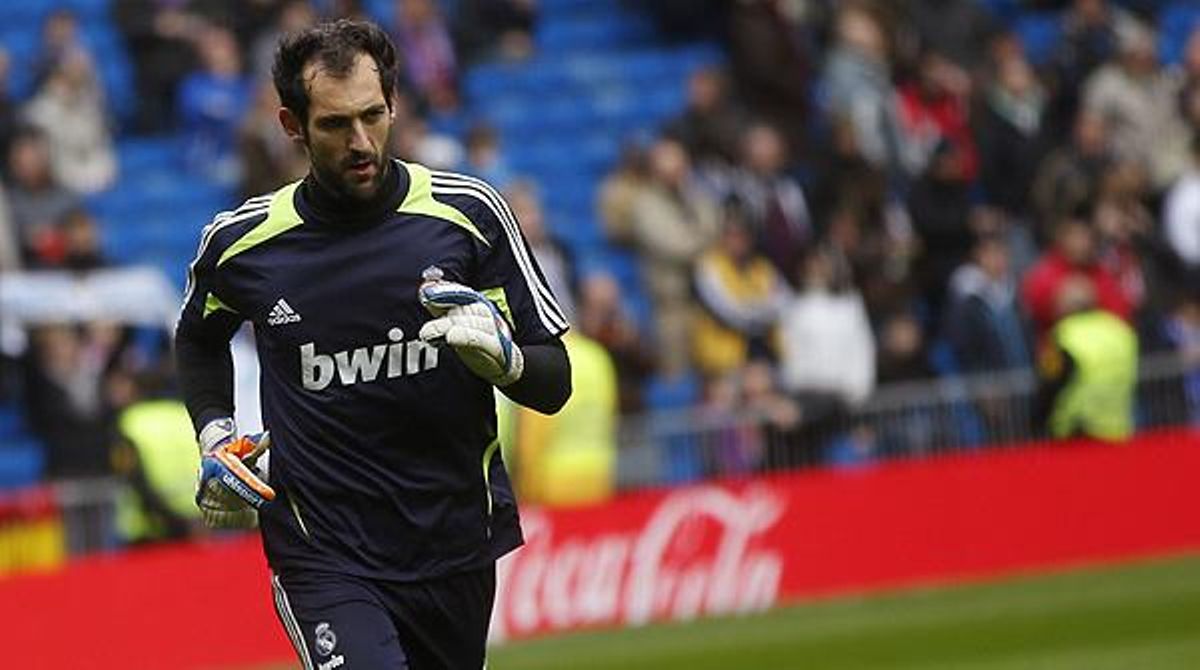 El meta del Madrid, en la roda de premsa posterior a la seva presentació.