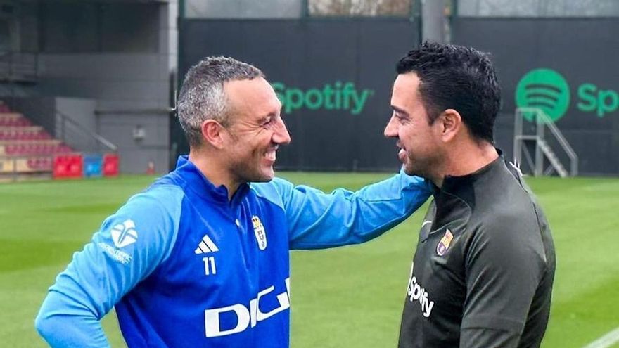 Cazorla y Xavi, esta mañana.