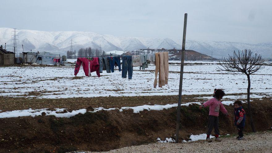 Niñas sirias refugiadas en los campos del Líbano.