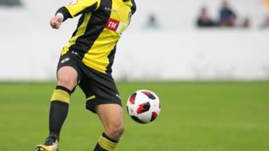 El canterano del Hércules Víctor Olmedo, durante el derbi de El Collao del pasado domingo.