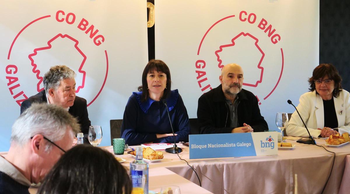 Miguel Fernández Lores, Ana Pontón, Néstor Rego y Carmen da Silva, esta mañana en su comparecencia.