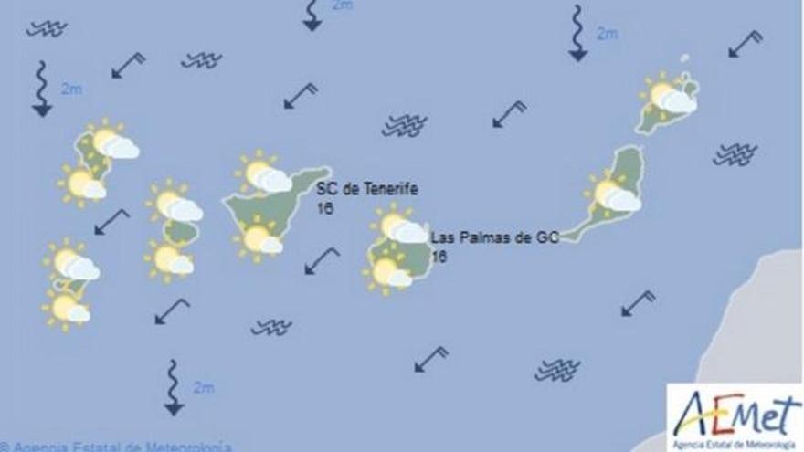 Canarias tiene un domingo de cielos pocos nubosos