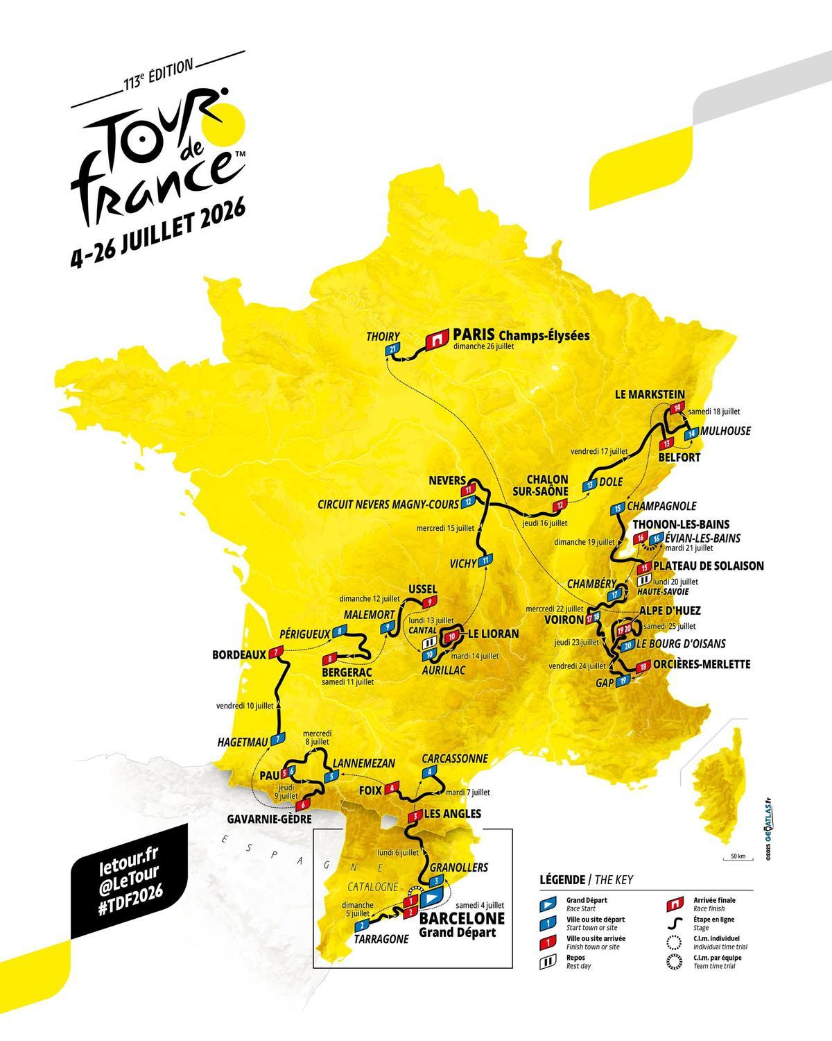 Recorrido del Tour de Francia 2026