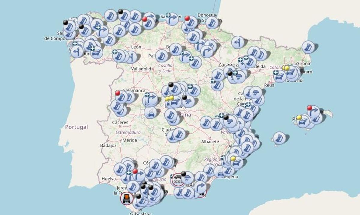 El mapa interactivo de la DGT