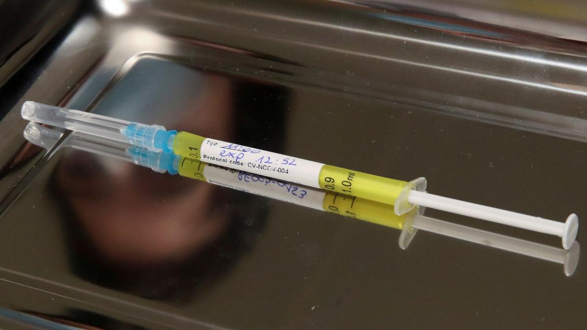 FILE PHOTO: Dose of CureVac vaccine or a placebo is seen in Brussels
