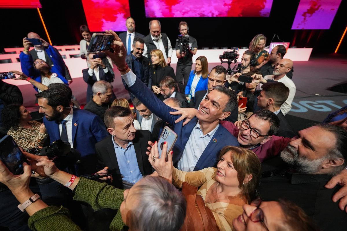 El presidente del Gobierno, Pedro Sánchez, en el congreso de UGT en Barcelona