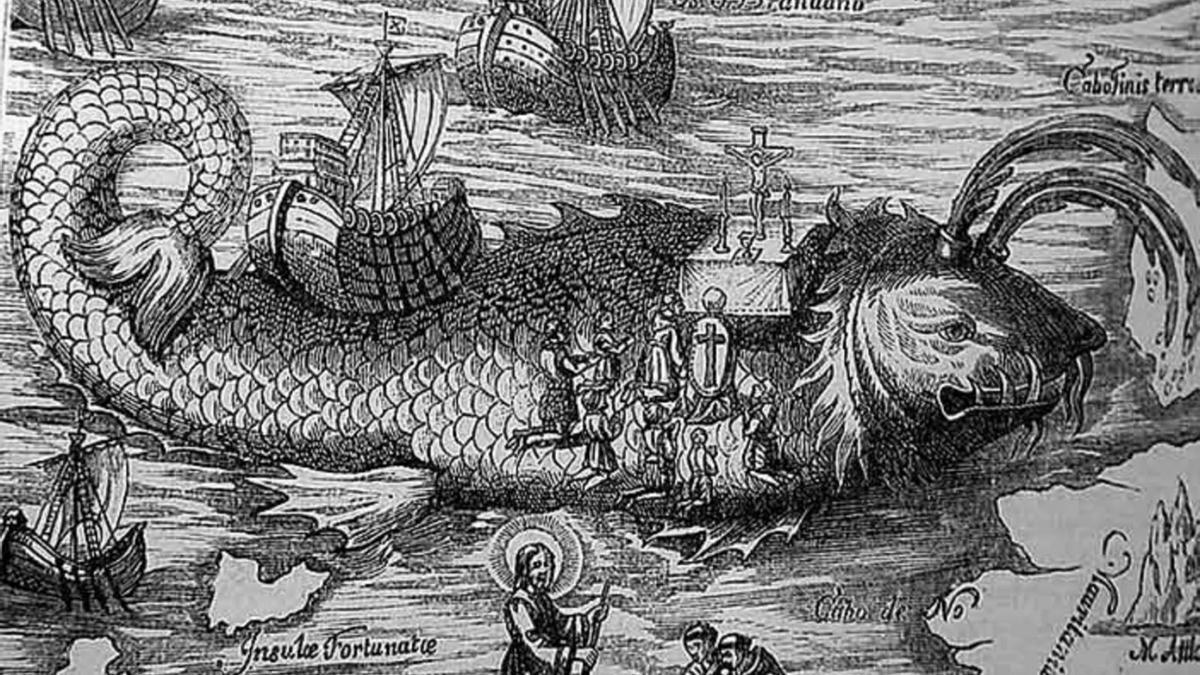 Grabado medieval sobre cómo se veían las Islas Canarias.