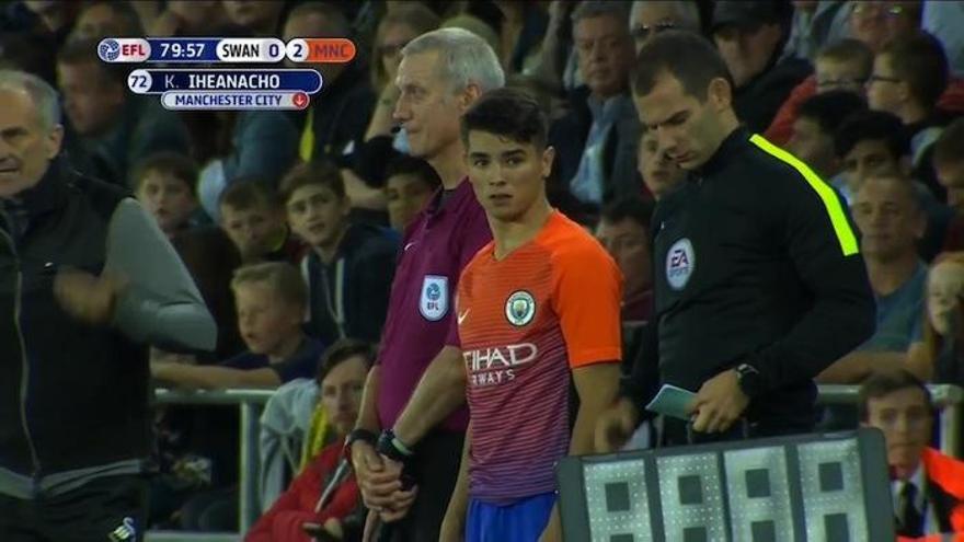 El malagueño Brahim Díaz, en el momento de su debut con el Manchester City.