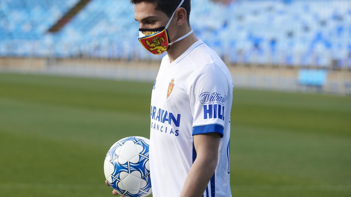 Sanabria, en su presentación, en enero, con el Real Zaragoza.