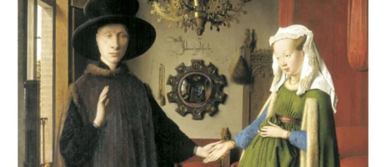 Detalle de 'El matrimonio Arnolfini', de Van Eyck.