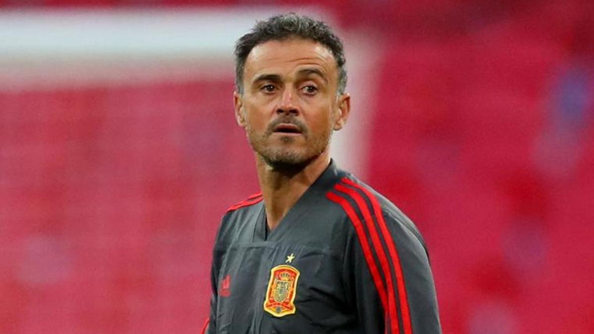 Luis Enrique, durante un entrenamiento de la Selección