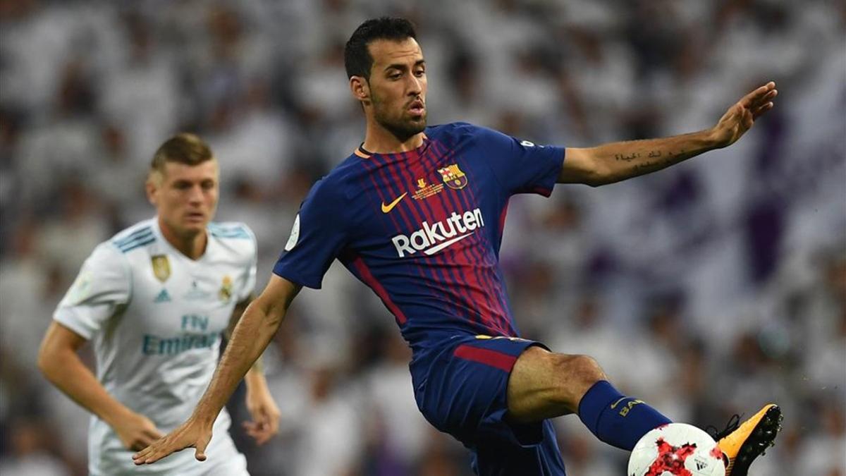 Busquets, en un lance del partido