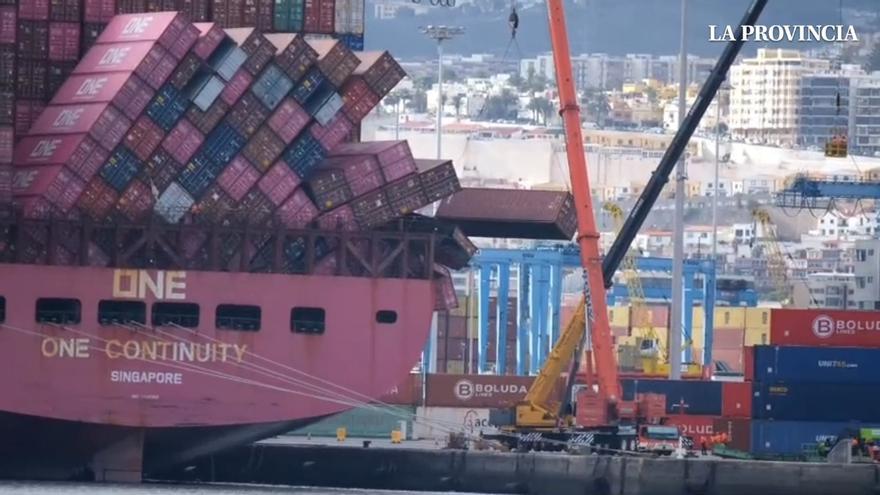 La delicada descarga del 'One Continuity' en el Puerto de Las Palmas