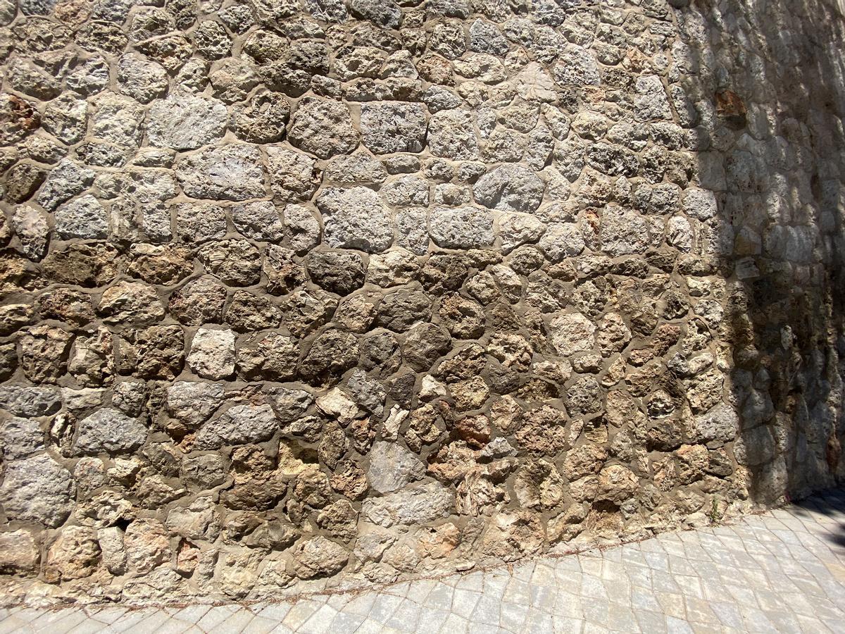 Detalle del muro, que acumula humedad en la parte la parte inferior por el mal drenaje del jardín