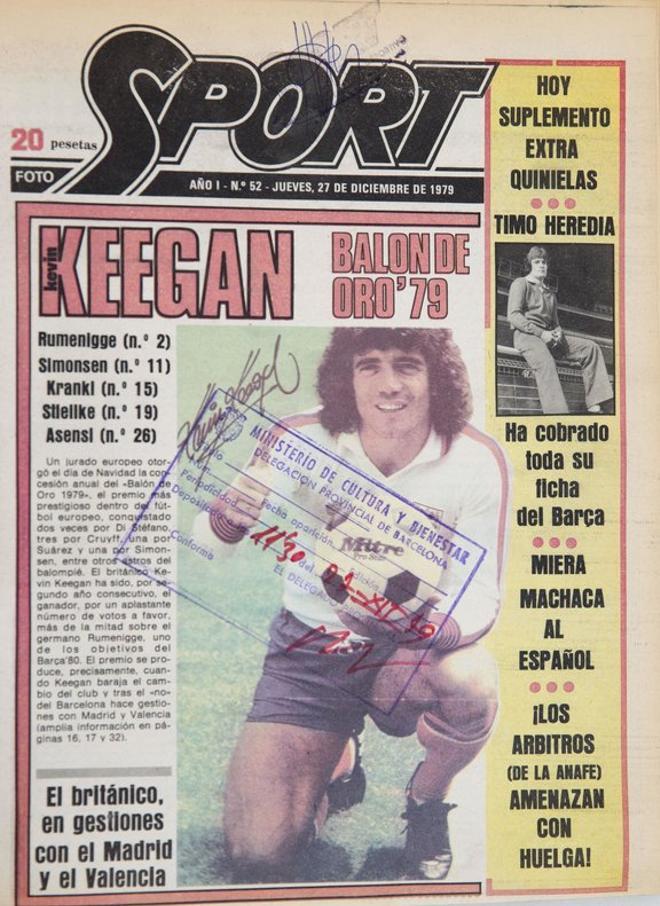 1979 - Kevin Keegan ganaba su segundo Balón de Oro