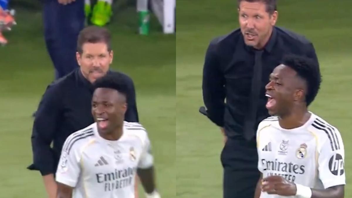 Simeone intentó molestar a Vinicius durante el derbi