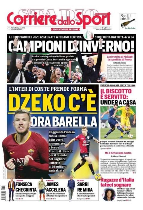 Portada CORRIERE DELLO SPORT viernes 25 junio 2019