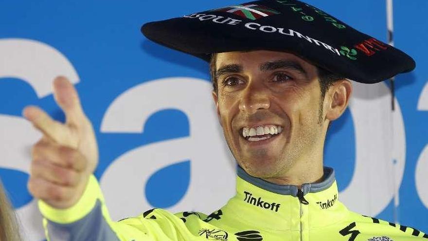 Alberto Contador, en el podio.